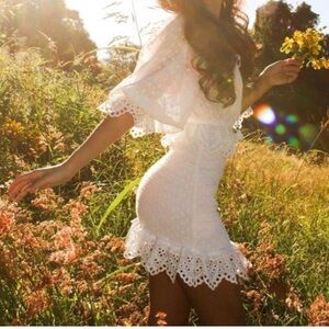 •nwt• Spell Daisy Chain Ruched Mini Dress